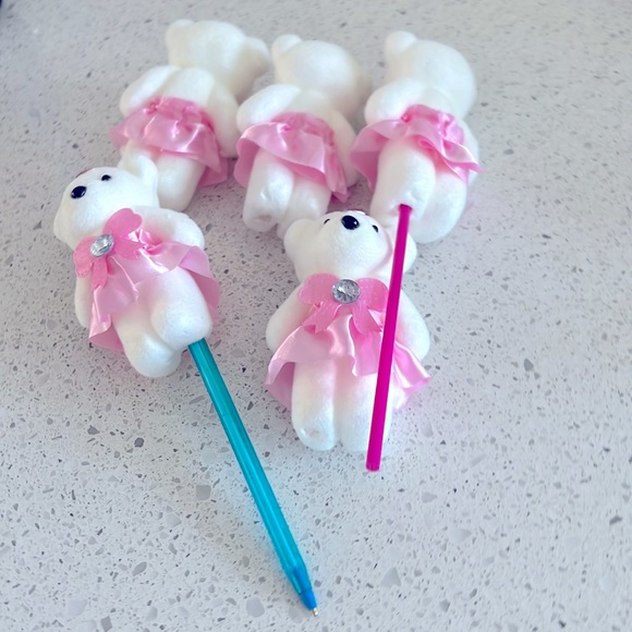 5 Pcs Little Bears Petits oursons for Pen Pencil Straw or to add with Balloons - Picture 1 of 14